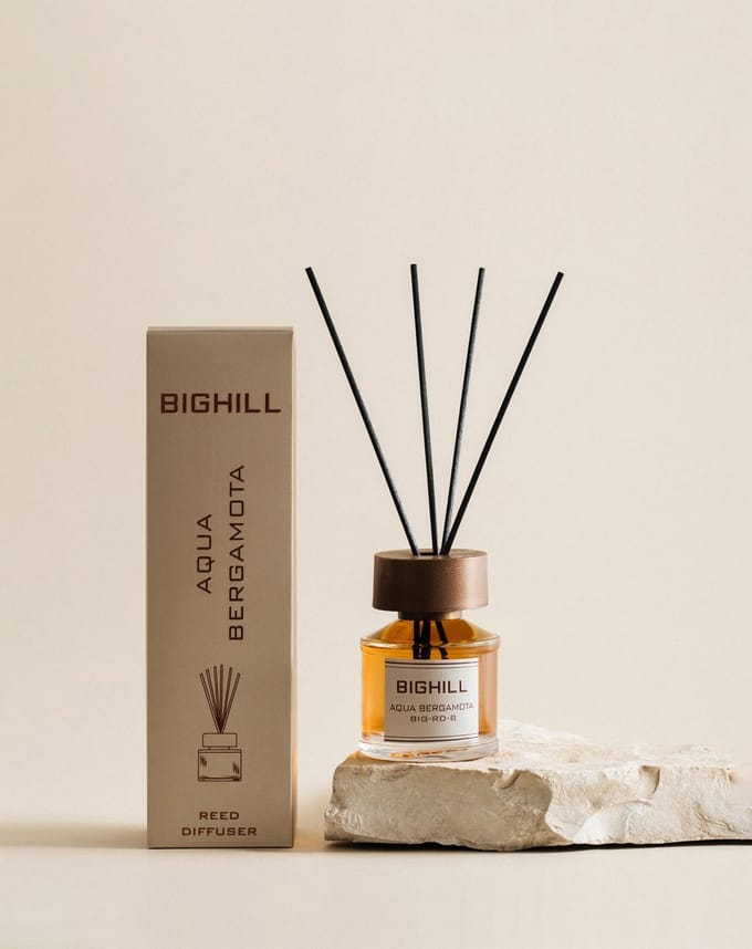 BIGHILL - REED DIFFUSER - LUXE GEURSTOKJES - HUISPARFUM - AQUA BERGAMOTA - 120 ML