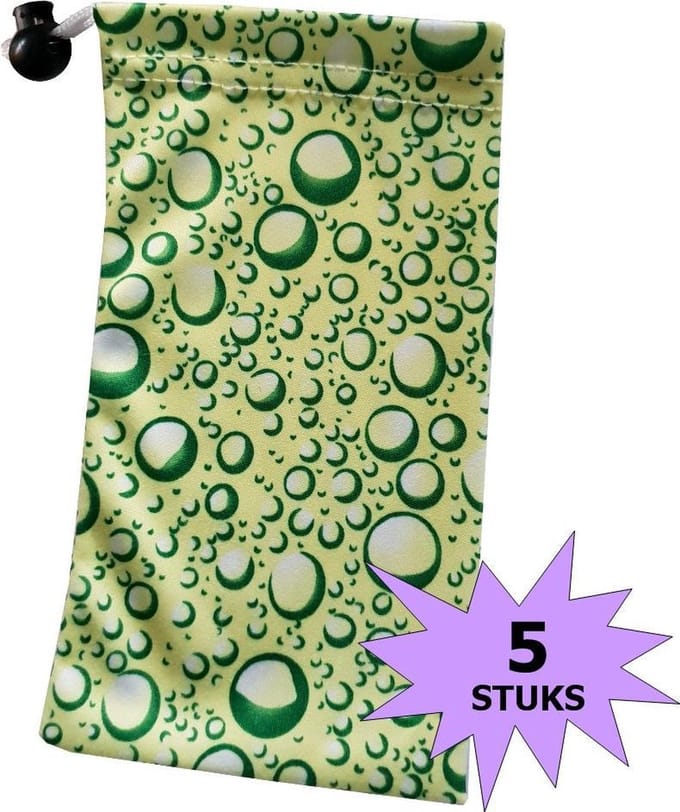 Fako Bijoux® - Microvezel Brillenhoes - Druppels - 18x9cm - Groen - 5 Stuks