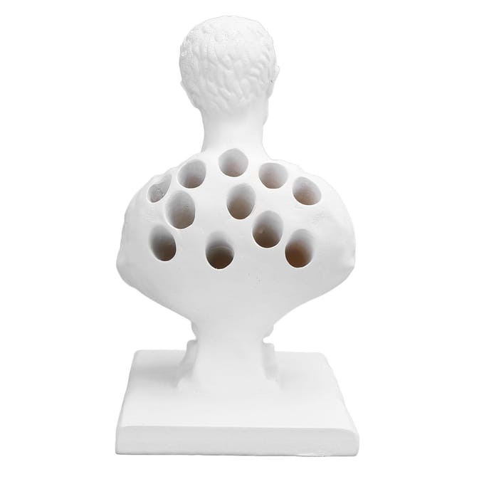 Buste Standbeeld Penhouder Multifunctioneel Hars Grappig Sculptuur Potloodhouder voor Kantoor Thuis white