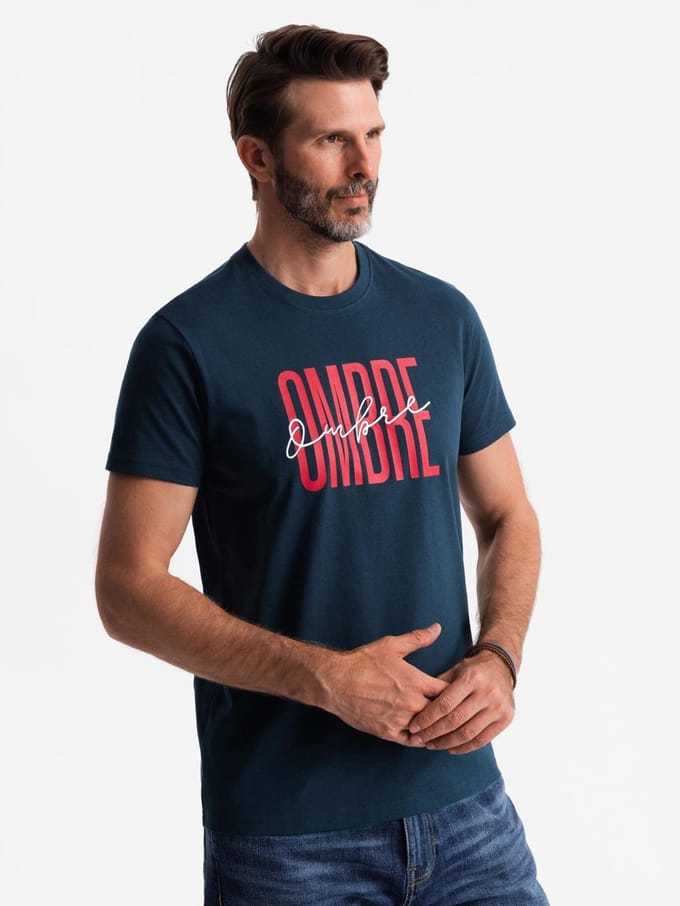 OMBRE T-shirt - Regular Fit - Katoen - Korte Mouw Marine M