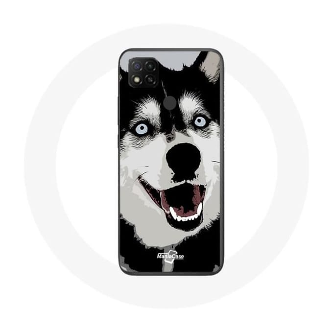 Xiaomi Redmi 9C hoesje Siberische husky blauwe ogen