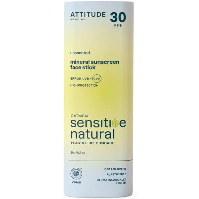 Attitude™ Oatmeal Sensitive Natural Mineral Sunscreen Face Stick SPF30 20 Zonnecrème