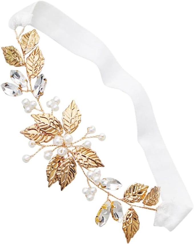Bruiloft Kousenband - Beenband Bruid - Bruiloft Accessoire - Kristal Blad Ontwerp - 13.5 cm - Goud