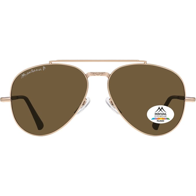 Montana Zonnebril Piloot Polarized Goud montuur / Bruin glas MP185A