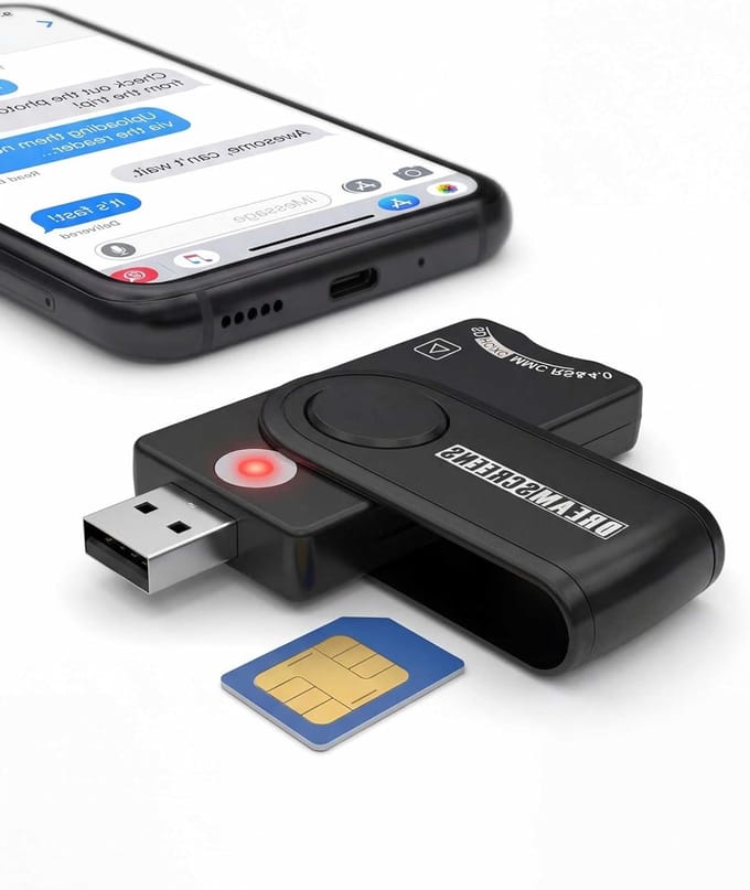 USB SIM-kaartlezer - Multimedia adapter - Data overzetten - Inclusief SIM-software - Compact - Zwart