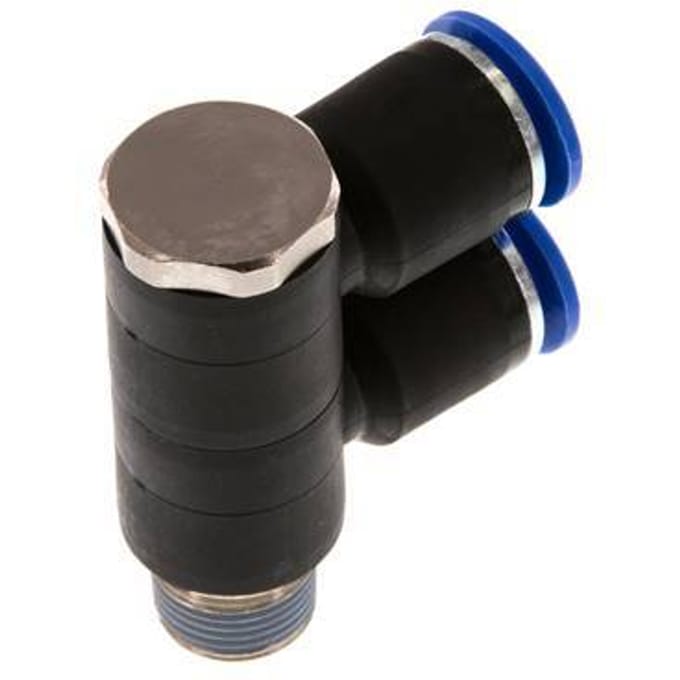 12mm x R3/8'' 2-way Manifold Messing/PA 66 Insteekfitting Buitendraad Draaibaar NBR