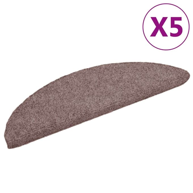 vidaXL - Trapmatten - Zelfklevend - 5 - stuks - 56x17x3 - cm - lichtbruin - Halfrond