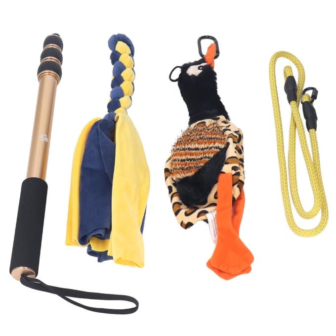 Baguette télescopique de 52 pouces pour chien, bâton teaser, jouet interactif pour chien, extensible beige
