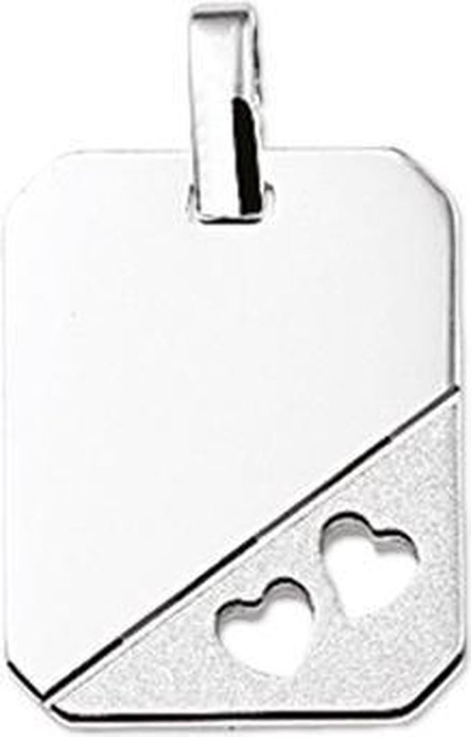 Zilver Gerhodineerd Graveerhanger gestanste hartjes - 1323333