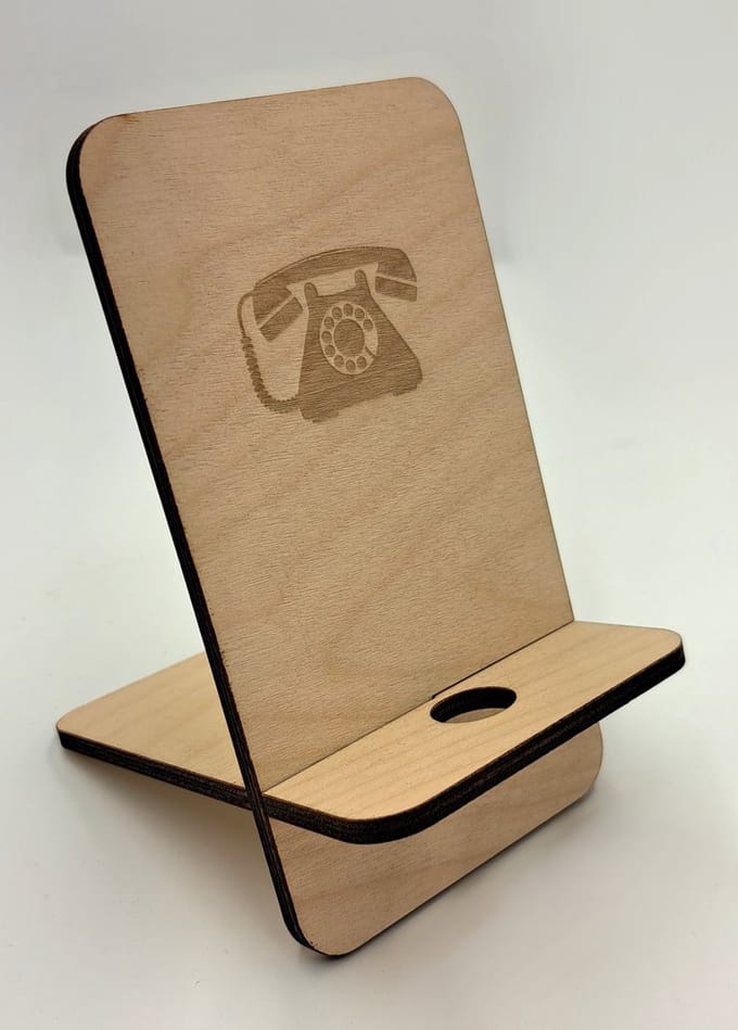 Telefoonhouder hout - telefoonstandaard - bureaustandaard -