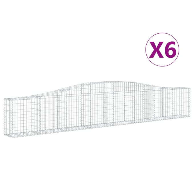 vidaXL Schanskorven 6 st gewelfd 400x30x60/80 cm ijzer