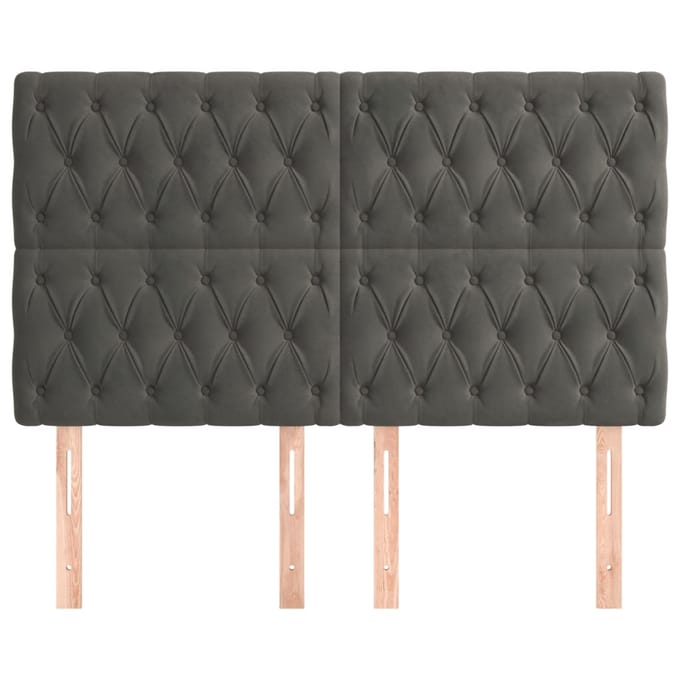 vidaXL - Hoofdbord - donkergrijs - 144x7x118/128 - cm - Fluweel