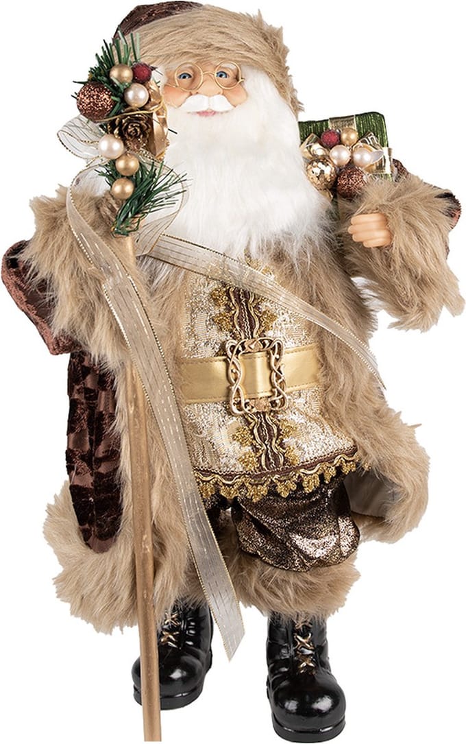 Clayre & Eef Beeld Kerstman 47 cm Bruin Beige Kunststof