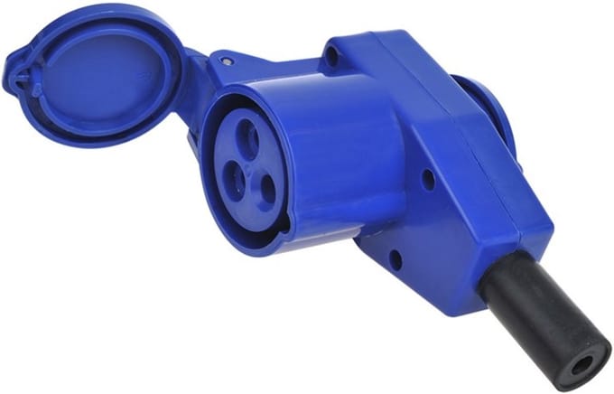 ProPlus Haakse CEE contrastekker met stopcontact - 16A - IP44 - 230V - 3-polig - blauw/wit