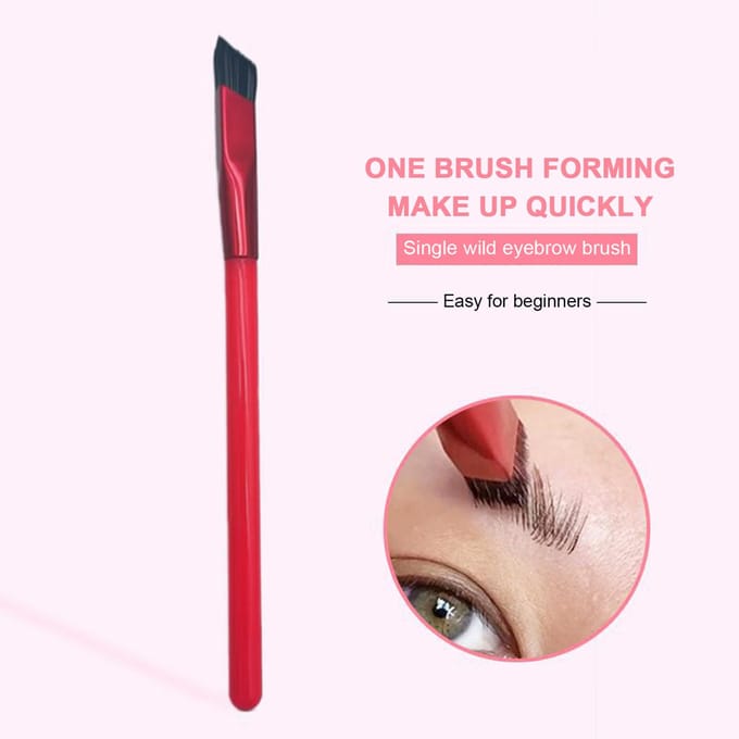 Wenkbrauwborstel Rode Aluminium Ferrule Nylon Borstelharen Schuin Make-up Kwast Cosmetisch Hulpmiddel pink