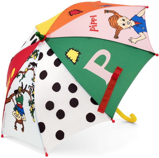 Kinderboeken Pippi Langkous kinderparaplu wit met print - regenaccessoire.