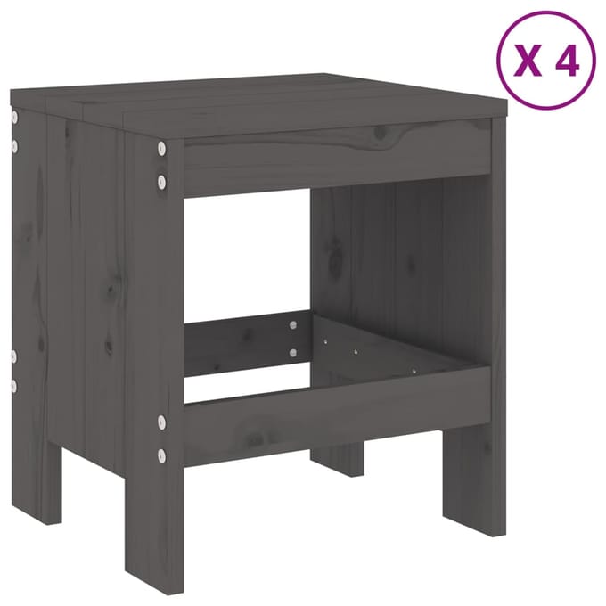 vidaXL - 5-delige - Tuinset - massief - grenenhout - grijs