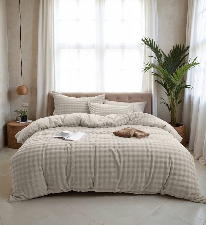 Sleeptime dekbedovertrek Pom Pom Beige 140 x 220 cm