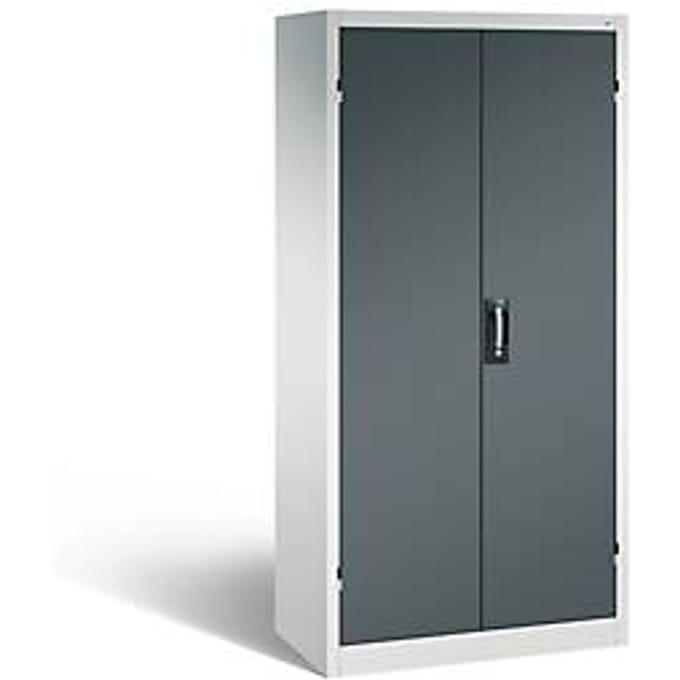 C+P acculaadkast Basic met deuren van massief plaatstaal, H 1950 x B 930 x D 500 mm, lichtgrijs/antraciet