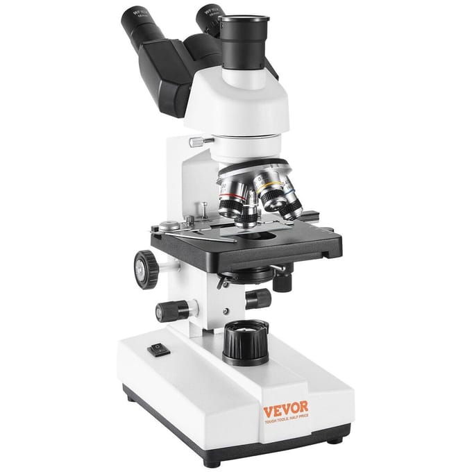 Microscope Trinoculaire Composé 40X-5000X Platine Mécanique à Deux Couches