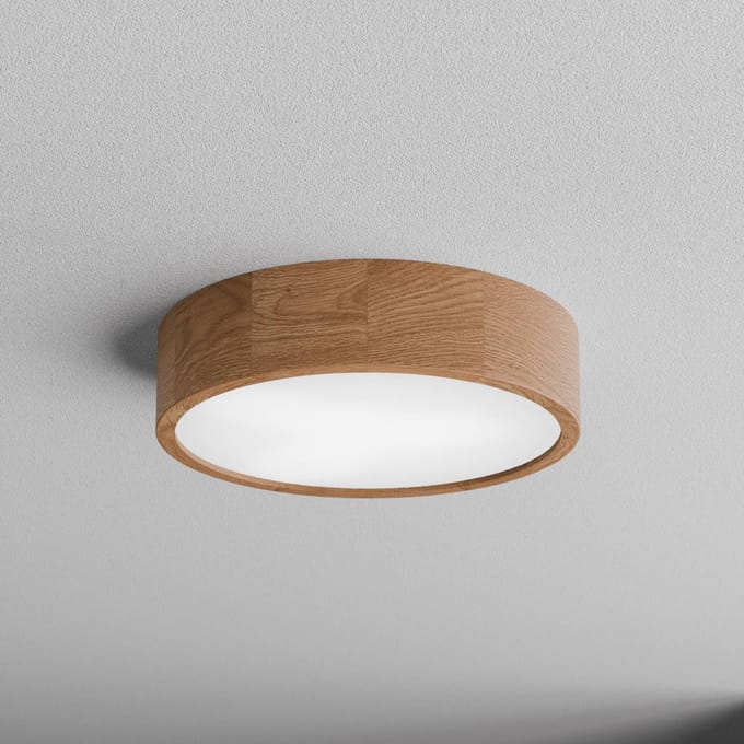 TEMAR LIGHTING Plafondlamp Cleo DR375, IP20, sensor, Ø 38 cm, eikenhout