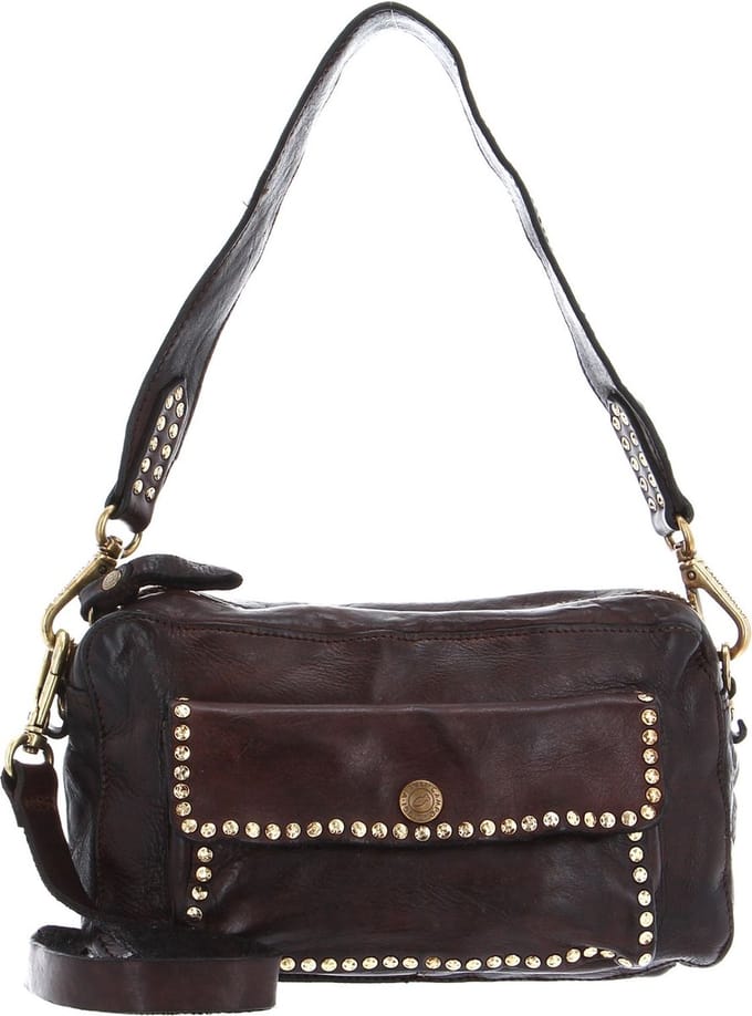 CAMPOMAGGI Leren Schoudertas Bowling Bag Moro Bruine