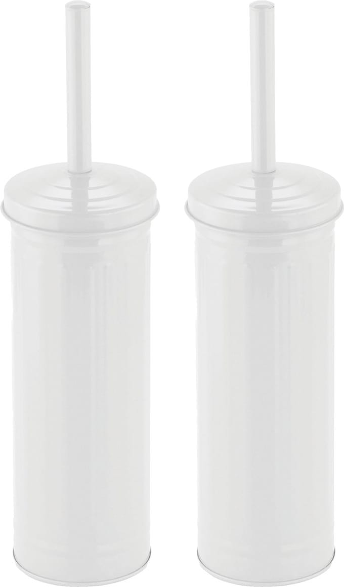 MSV Industrial Toilet/wc-borstel houder - 2x - metaal - wit - 38 cm