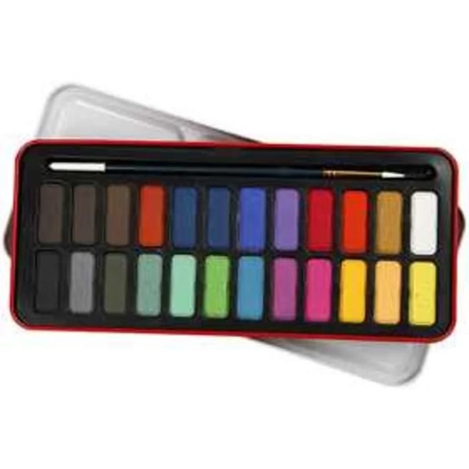 Colortime Waterverfset - Palet met 24 kleuren en kwast