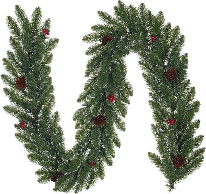 Black Box Trees - Creston guirlande bes groen frosted TIPS 200 - l270xd25cm - Kerstbomen