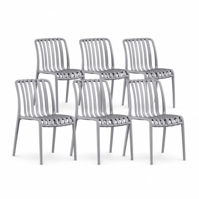 DS4U® - Max tuinstoel - Set van 6 - Grijs - Kunststof - Stapelbaar