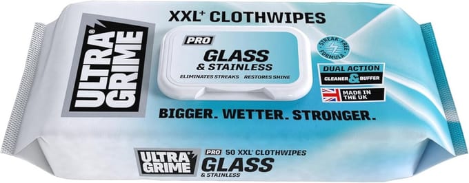 UltraGrime Pro Glass & Stainless reinigingsdoeken XXL - Voor glas & RVS - Streeploos reinigen en polijsten - 50 stuks