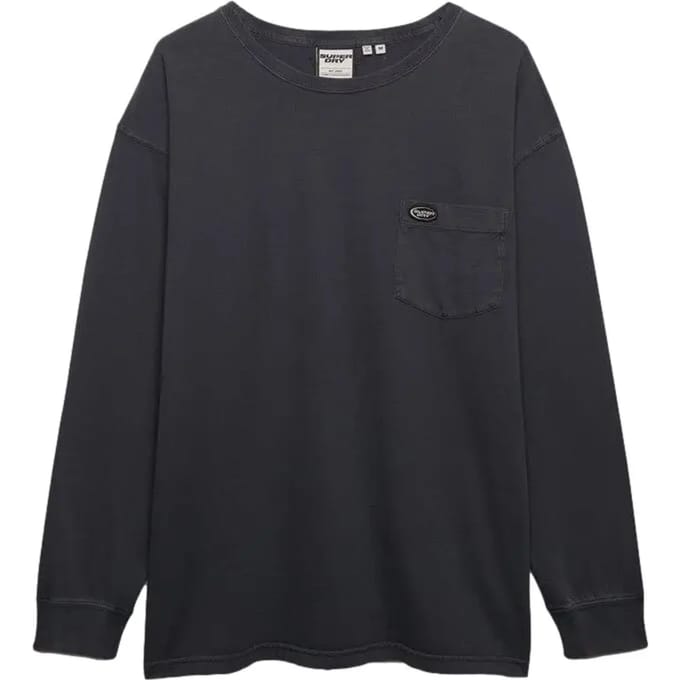 Superdry Longsleeve T-shirt met Zak Dark Blue Grootte: M