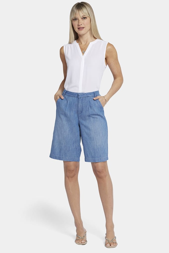 Ontspannen Denim Bermuda Shorts Met Hoge Taille