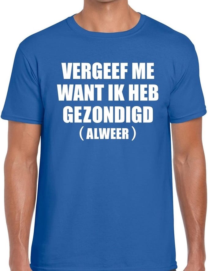 Vergeef Me heren shirt blauw - Heren feest t-shirts S