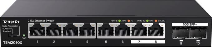 Tenda TEM2010X netwerk-switch 2.5G Ethernet (100/1000/2500) Desktop Zwart