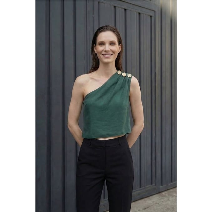 Asymmetrische Kraag Mouwloze Chiffon Top