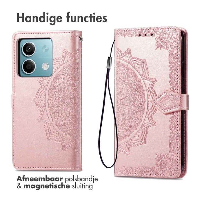 imoshion Hoesje - Geschikt voor Xiaomi Redmi Note 13 (5G) - Mandala Bookcase - Rosé Goud