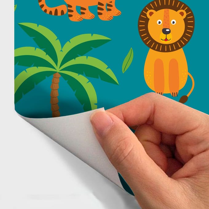 Behangeffect sticker - Tropische dieren - 60x60cm