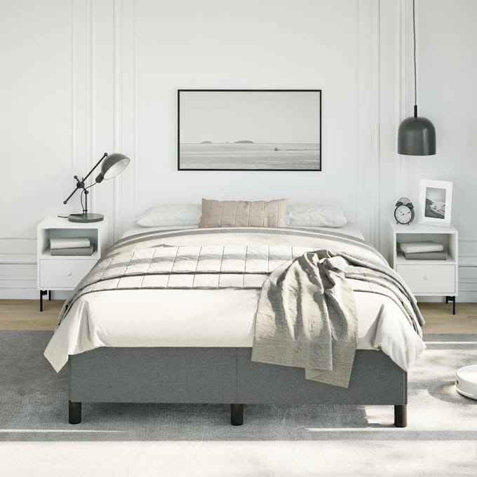 vidaXL - Bedframe - zonder - matras - donkergrijs - 137x190 - cm - stof