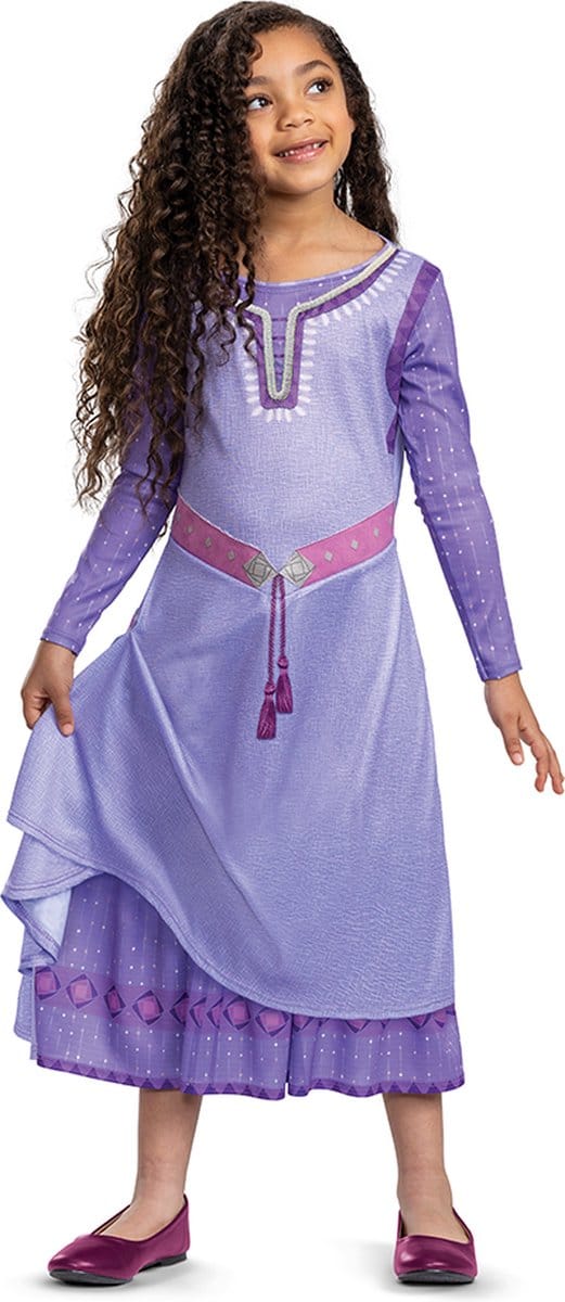 DISNEY - WISH, Asha jurk Deluxe, Maat M (7-8 jaar), Meisjes