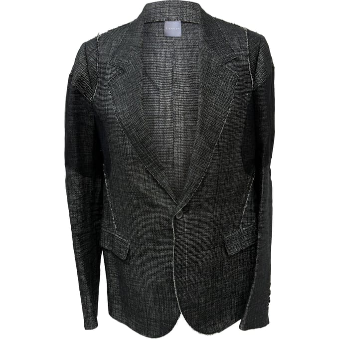 Lanvin single-breasted blazer met geweven accenten in zwart linnen
