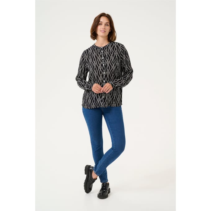 Overhemd met lang mouwen Regular fit Black/Chalk Print black white