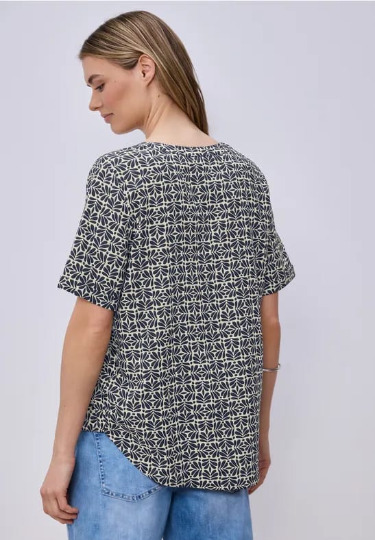 Blouse met korte mouwen en omslag