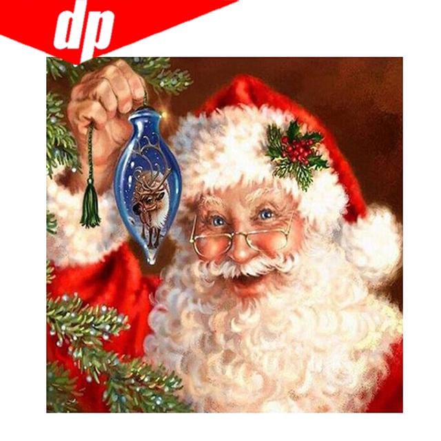 Broderie Diamant Noël 5D DIY Peinture Diamant Point de Croix Image Diamant Rond Complet 30x30 beige