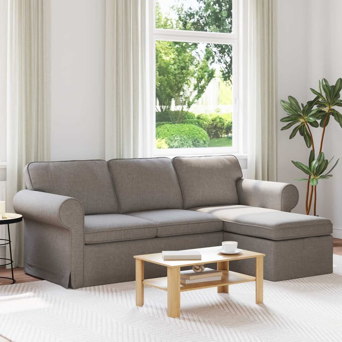 vidaXL - Bank - Taupe - 215 - x - 138 - x - 80 - cm - Stof