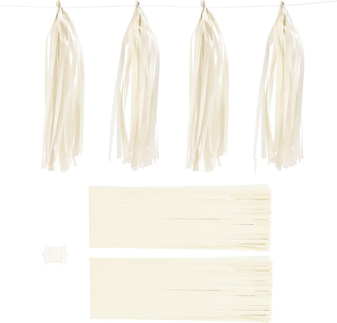Tassels, afm 12x35 cm, 14 gr, off-white, 12 stuk/ 1 doos