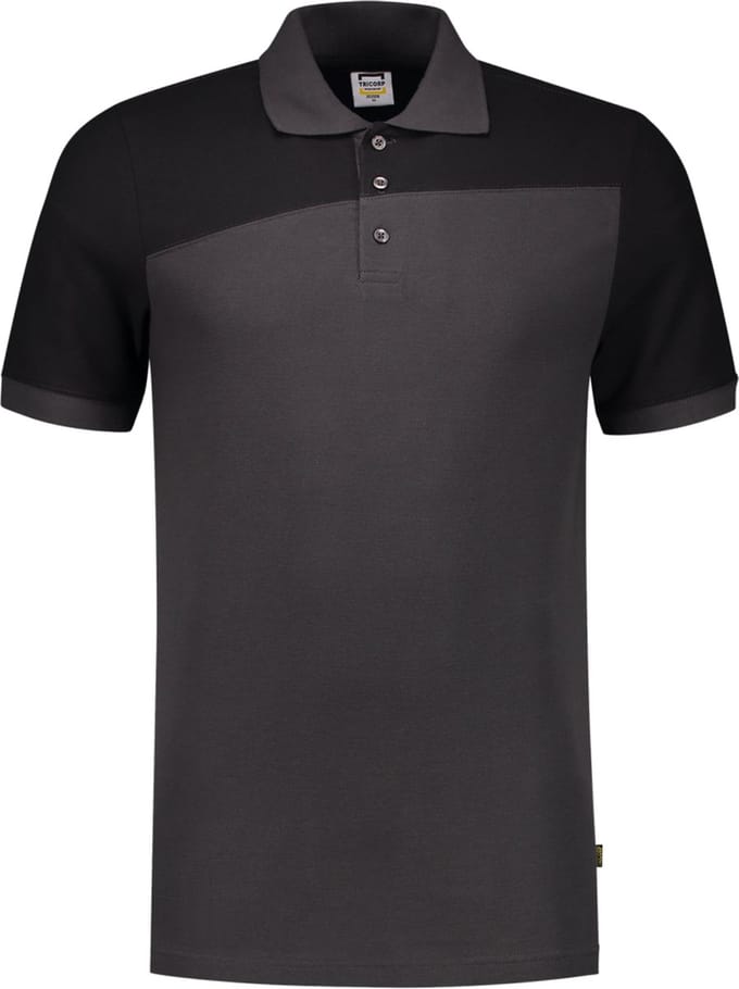Tricorp 202006 Poloshirt Bicolor Naden - Donkergrijs/Zwart - 8XL