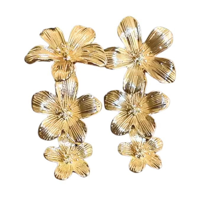Oorbellen -goudkleurig -bloemen- Lang- Charme Bijoux