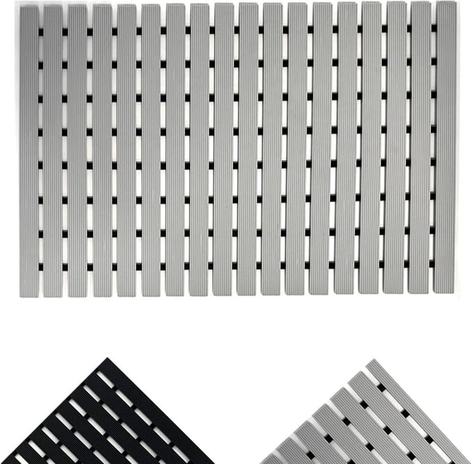 Antislip Bad Drainage Mat met Eendenplank Ontwerp in Grijs - Groot Formaat (64x43cm/25x17 inch)