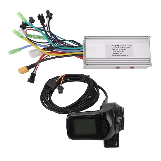 Elektrische Fiets Controller Kit 36V 48V 60V 1000W 38A Sinusgolf 3 Modus Borstelloze Controller 886 Duim black